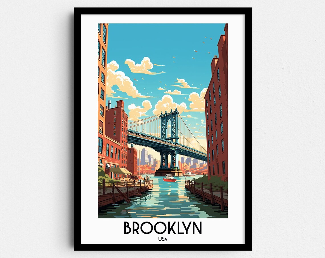 Brooklyn Travel Poster, USA Home Decor Prints