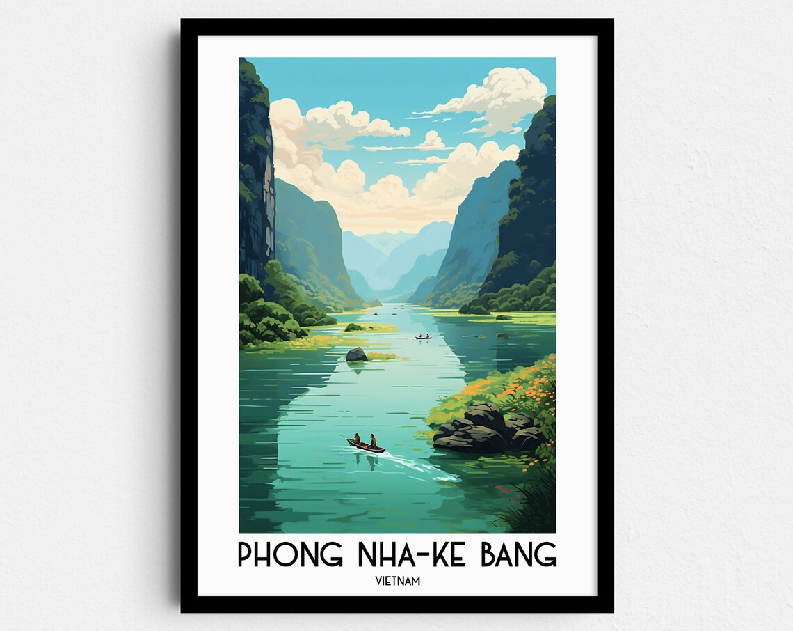 Phong Nha Ke Bang Vietnam Karst Cliffs River Canoe Travel Poster