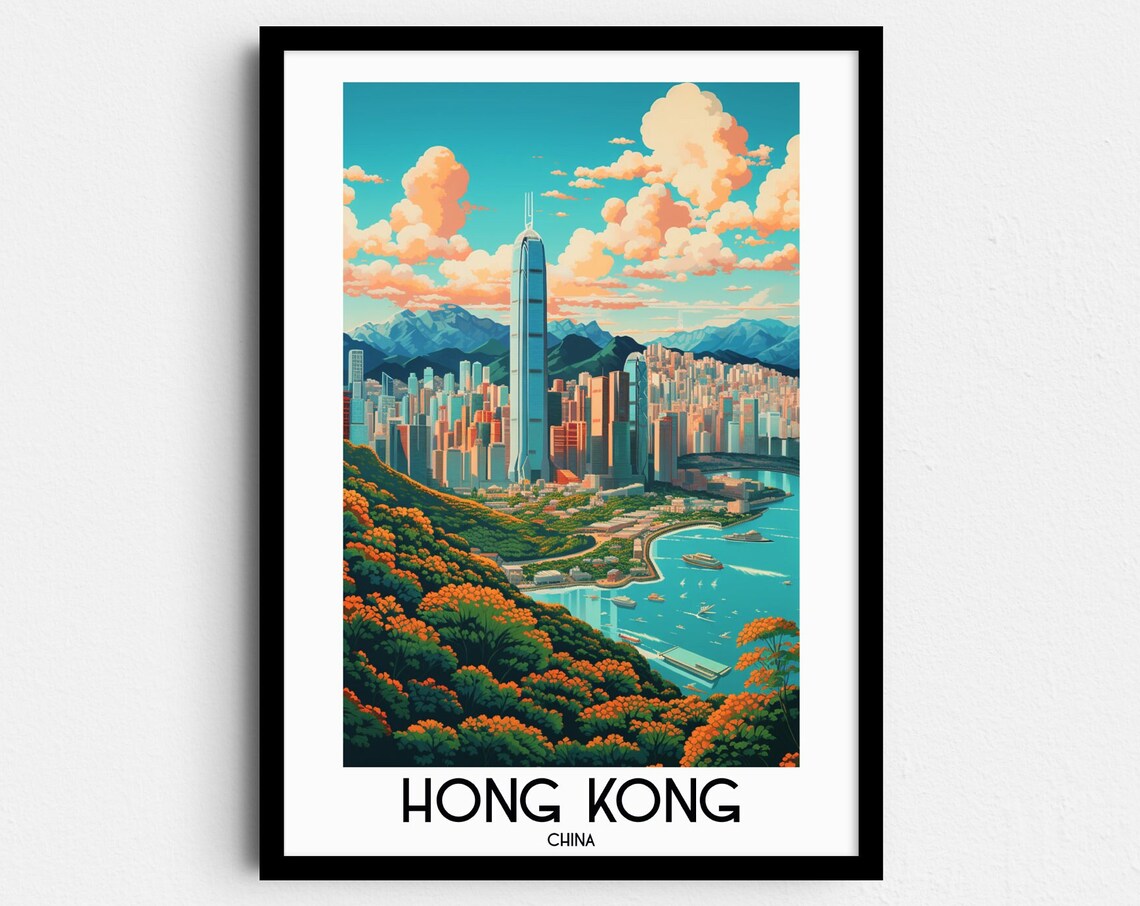 Hong Kong Travel Poster, China Asia Home Decor