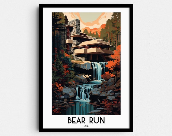 Bear Run Travel Wall Art Pennsylvania Painting Gifts Usa Home Decor Prints Posters Handmade Art
