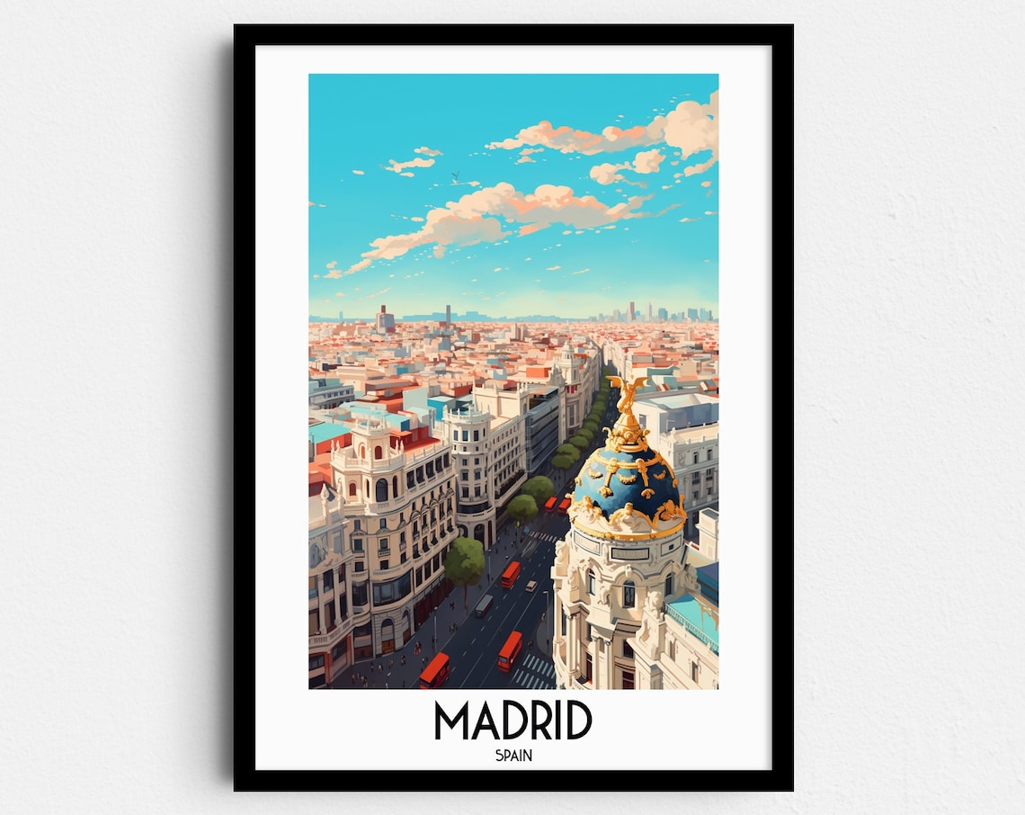 Madrid Travel Poster, Gran Via Spain Home Decor