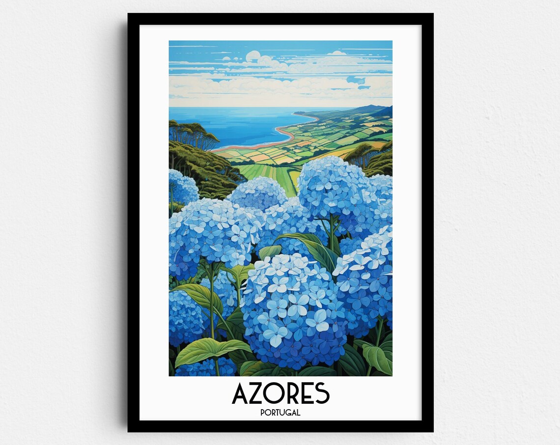 Azores Travel Poster, Portugal Island Wall Art