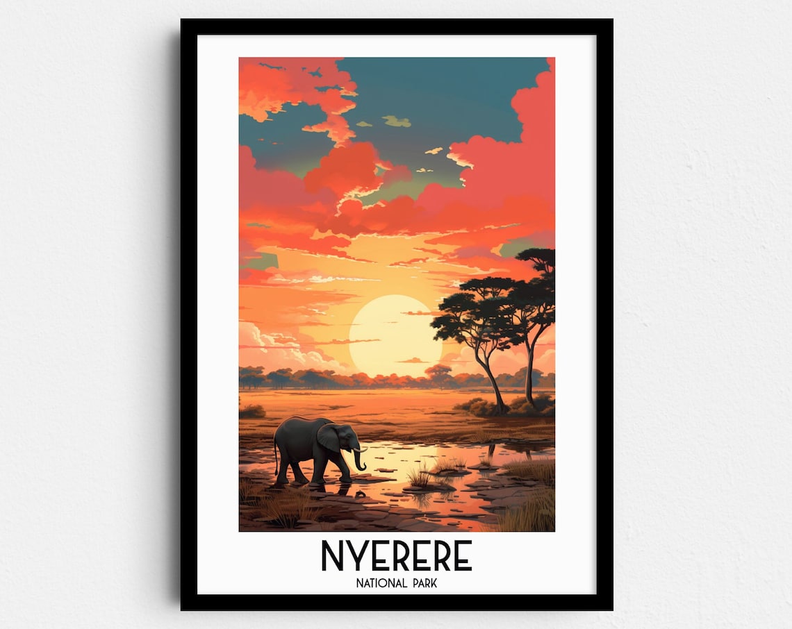 Nyerere National Park Travel Poster, Tanzania