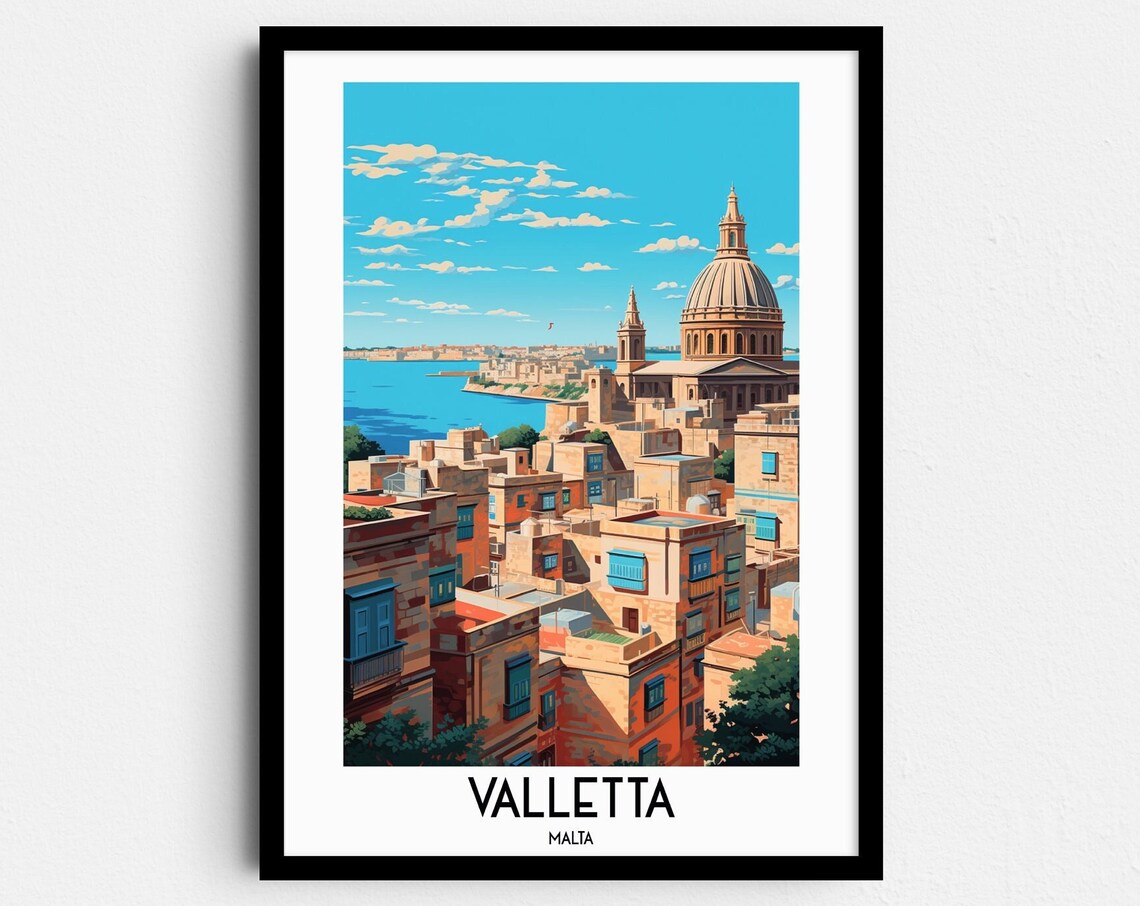 Valletta Travel Poster, Malta Europe Home Decor