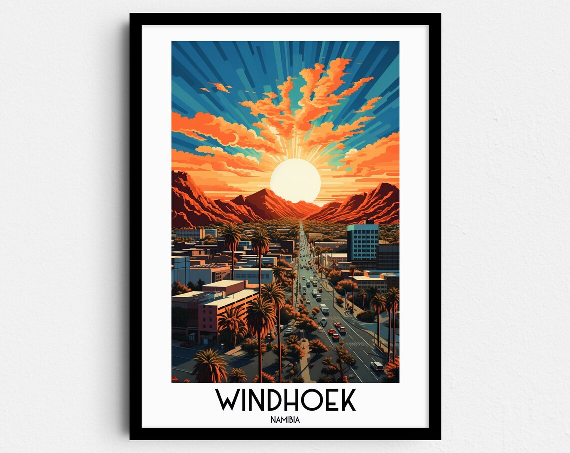 Windhoek Travel Poster, Namibia Africa Home Decor