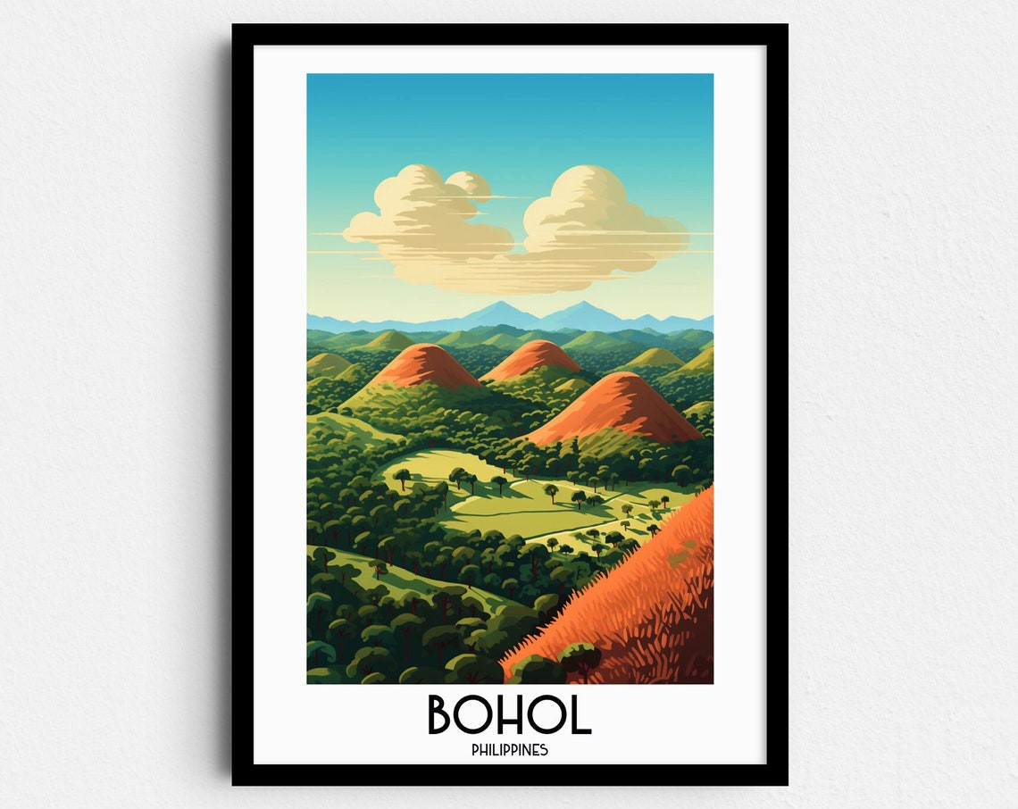 Bohol Philippines Chocolate Hills Lush Green Valley Scenic View Poster