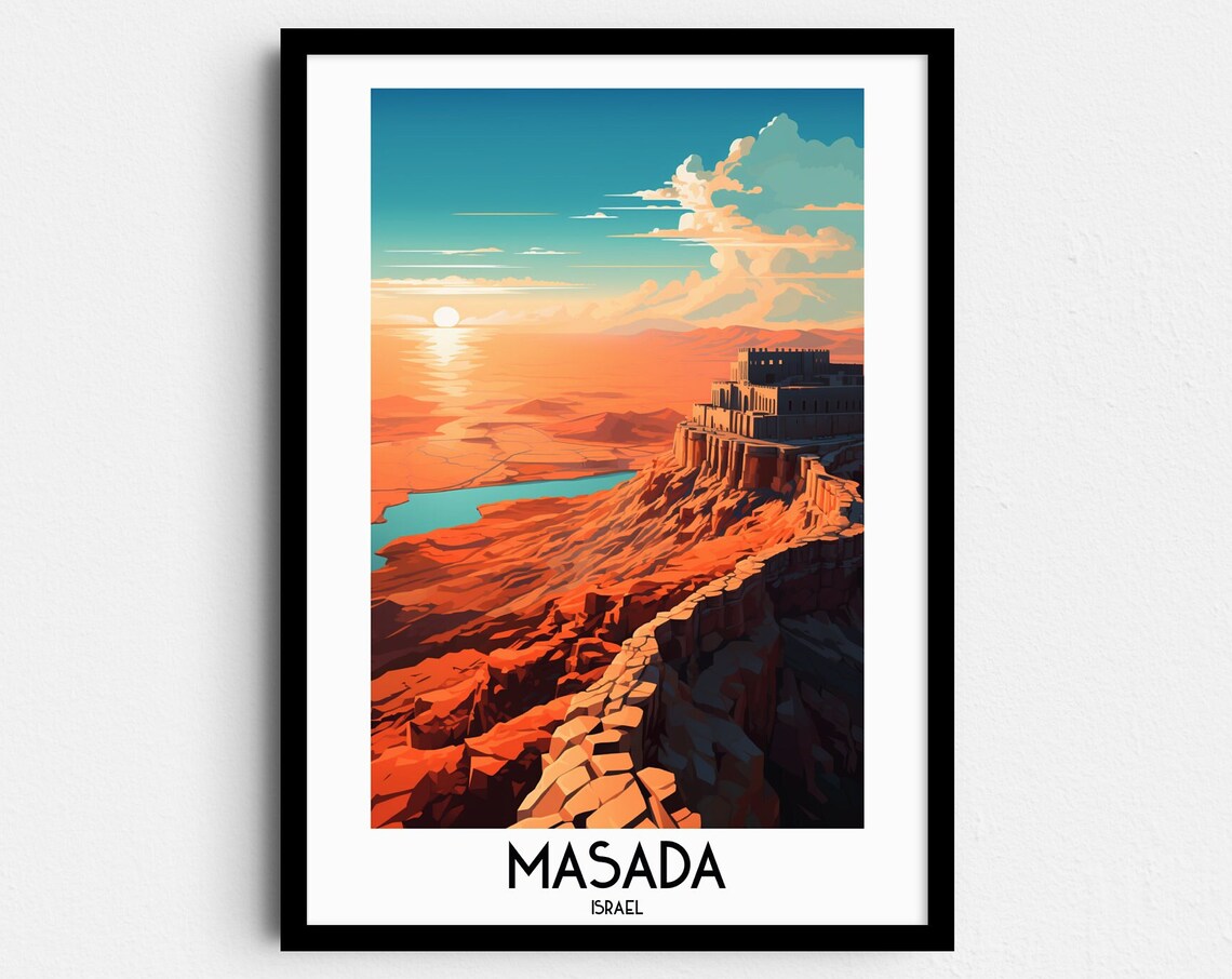 Masada Travel Poster, Judaean Desert Israel