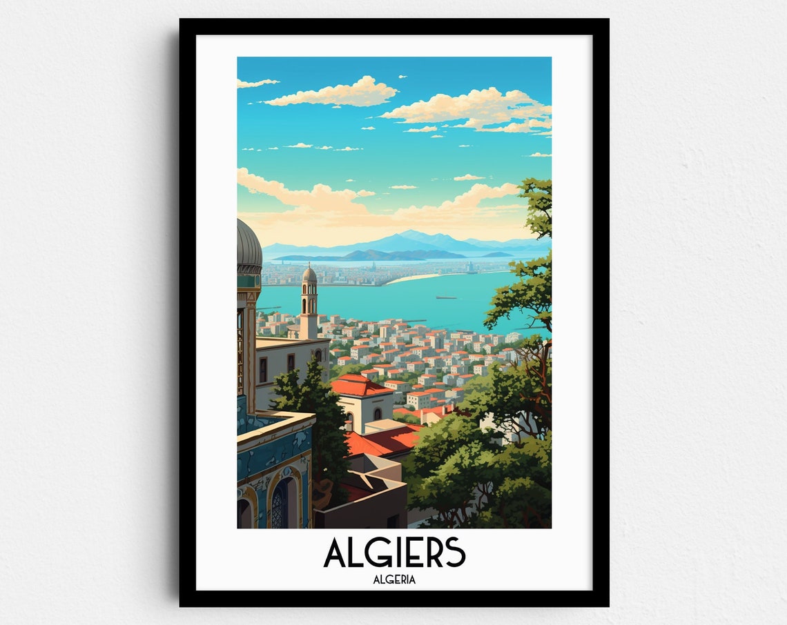 Algiers Algeria White City Overlooking the Bay Travel Poster