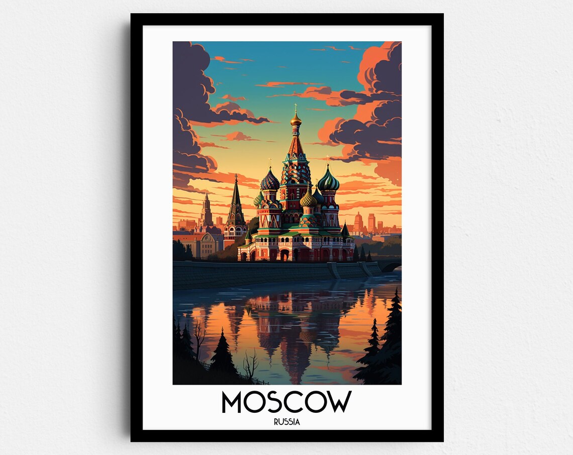 Moscow Travel Poster, Kremlin Europe Home Decor