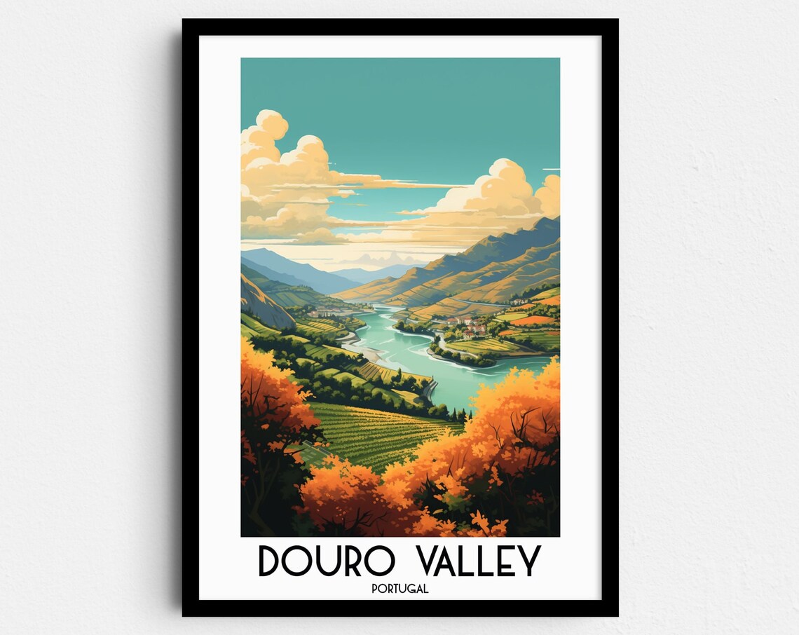 Douro Valley Portugal Terraced Vineyards River Travel Poster