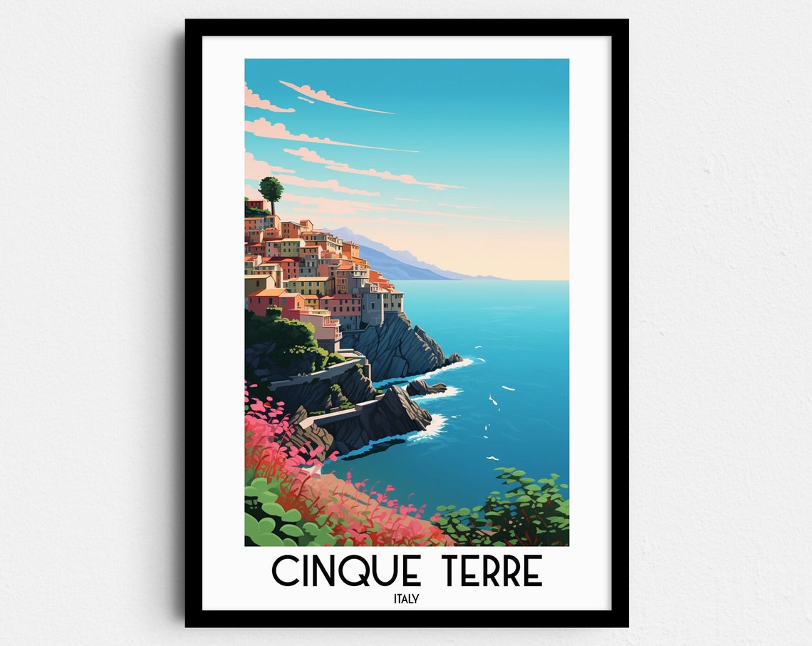 Cinque Terre Colorful Cliffside Village Italy Coast Travel Poster