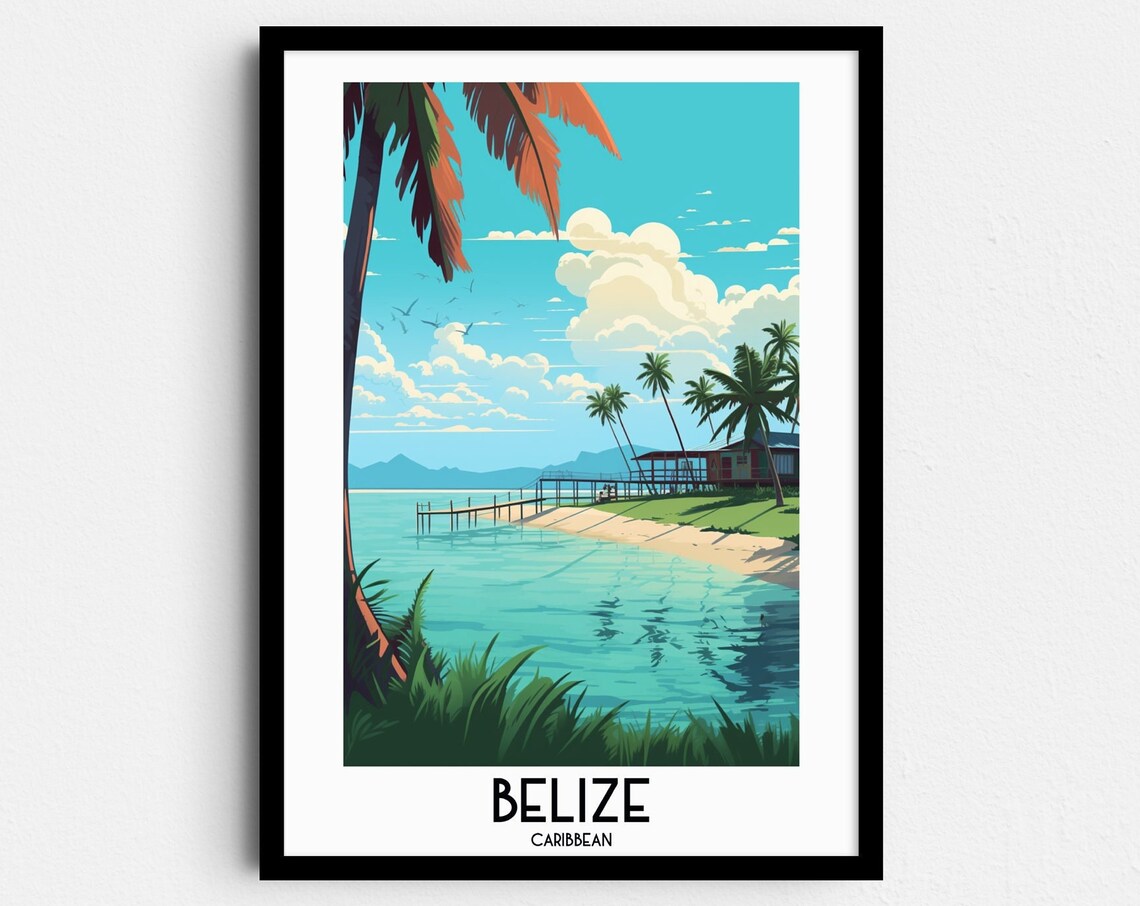 Belize Travel Poster, Caribbean Home Decor Print