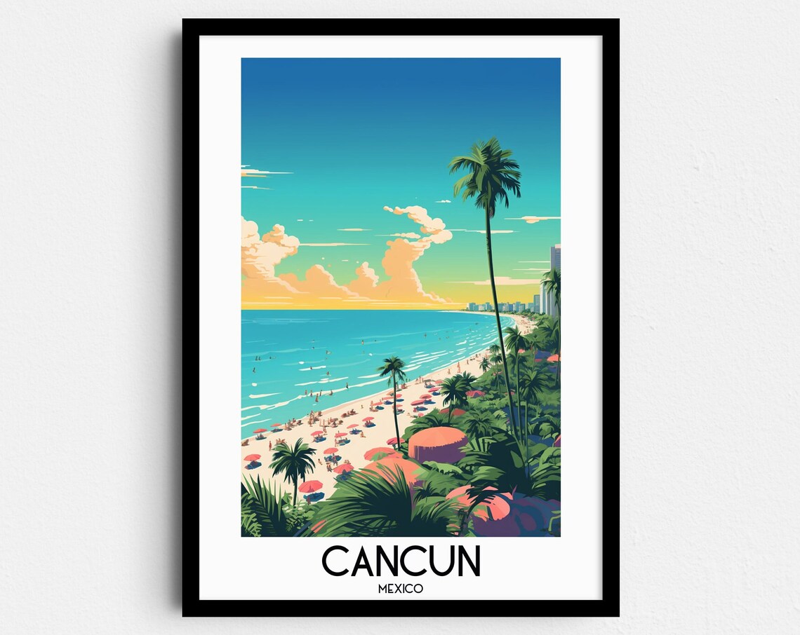 Cancun Travel Poster, Mexico Home Decor Print