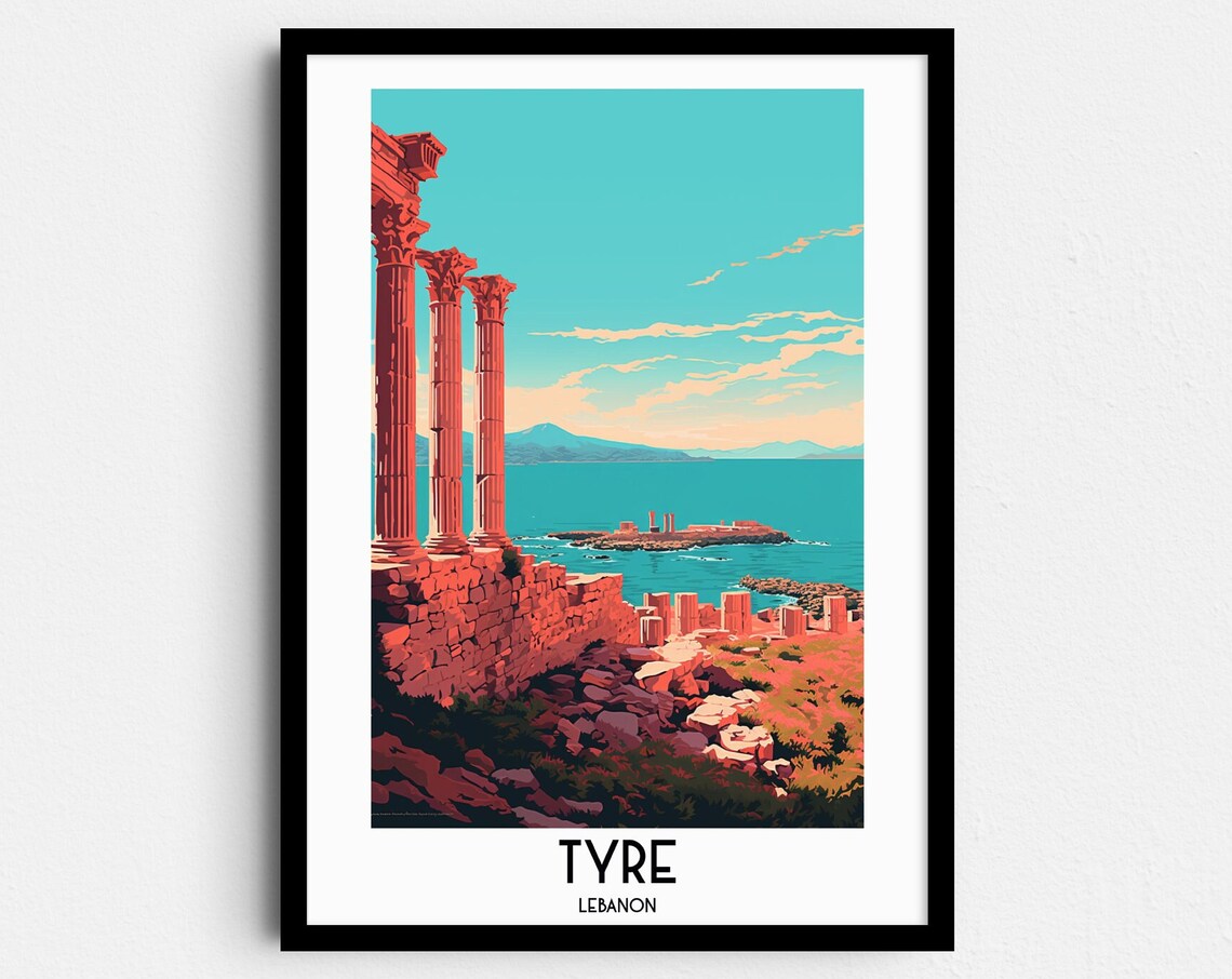 Tyre Travel Poster, Middle East Home Decor