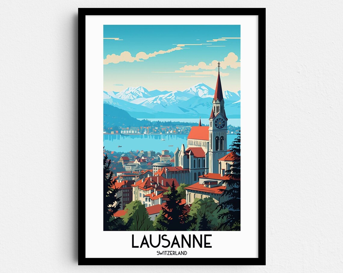 Lausanne Travel Poster, Switzerland Europe Wall Art