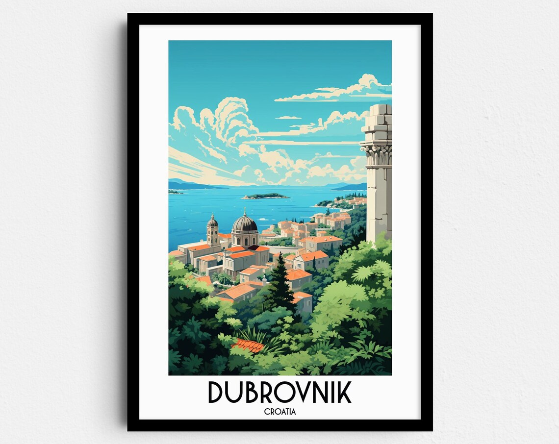 Dubrovnik Croatia Old Town Adriatic Coast View Travel Poster