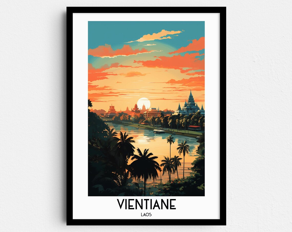 Vientiane Travel Poster, Laos Home Decor