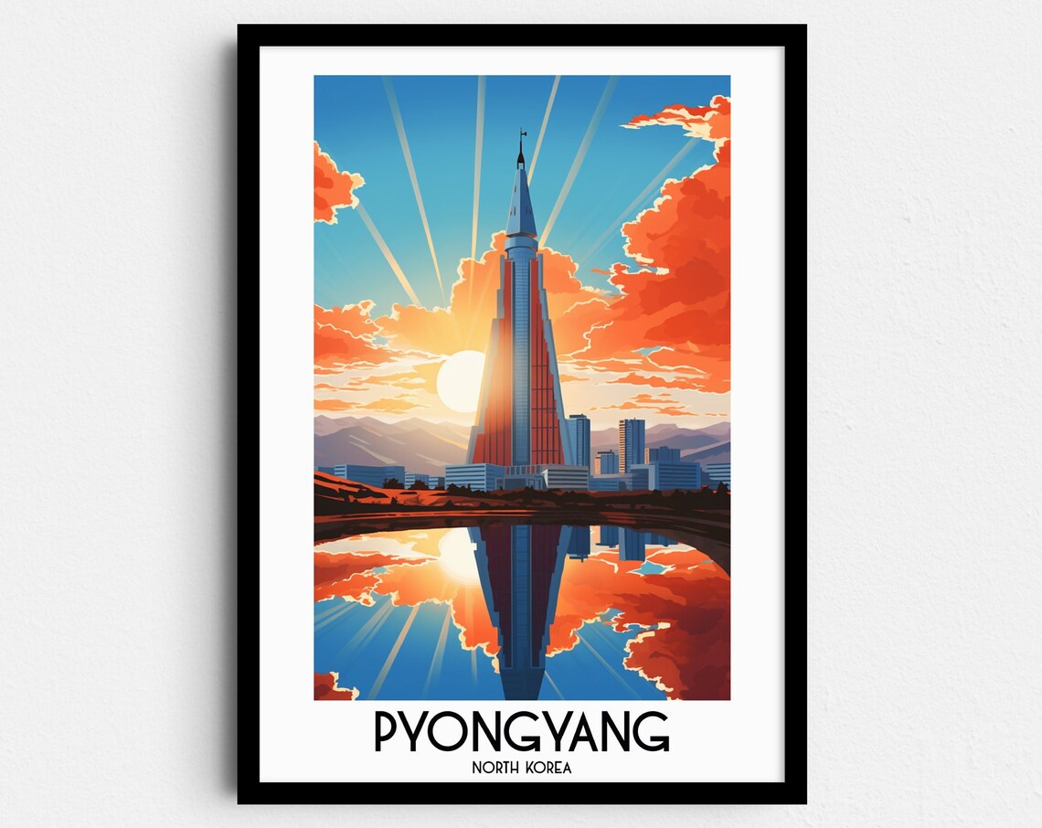 Pyongyang Travel Poster, North Korea Asia Decor