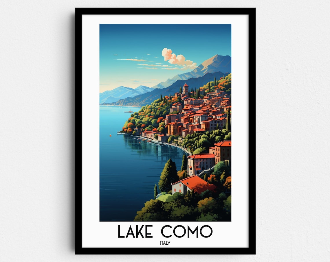 Lake Como Travel Poster, Lombardy Italy Wall Art