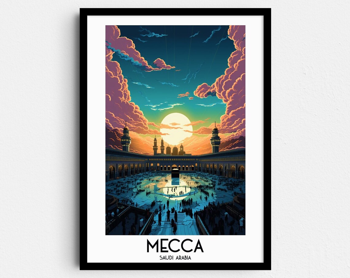 Mecca Travel Poster, Saudi Arabia Home Decor