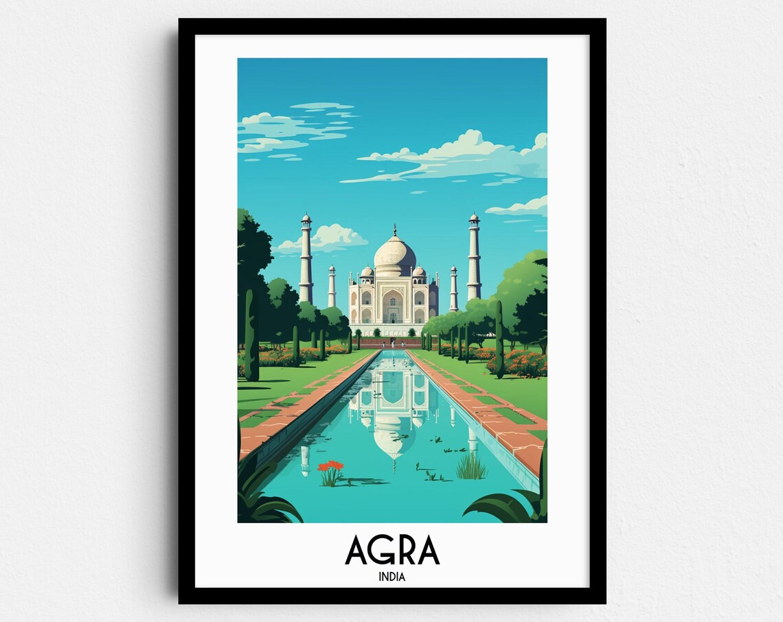 Agra Travel Poster, India Wall Decor Print