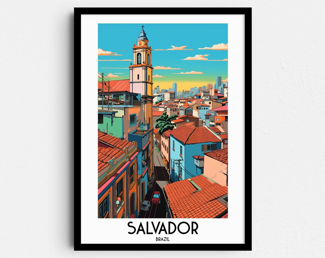 Salvador Brazil Travel Poster, South America Art
