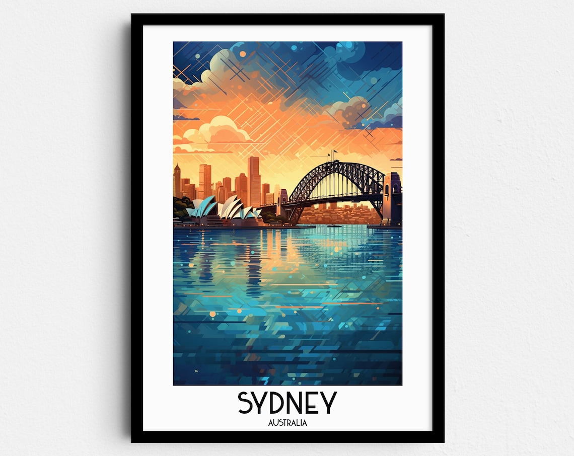 Sydney Travel Poster, Australia Opera House Print