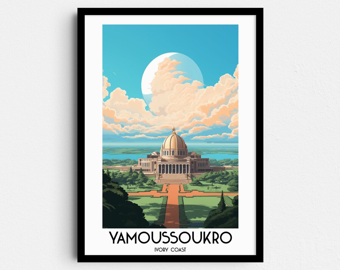 Yamoussoukro Travel Poster, Ivory Coast Africa