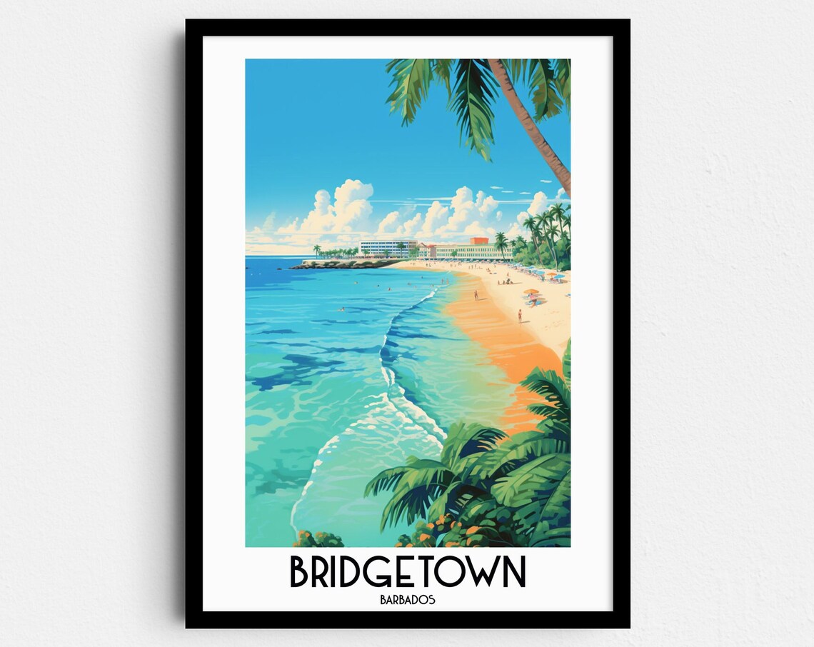 Bridgetown Travel Poster, Barbados Home Decor