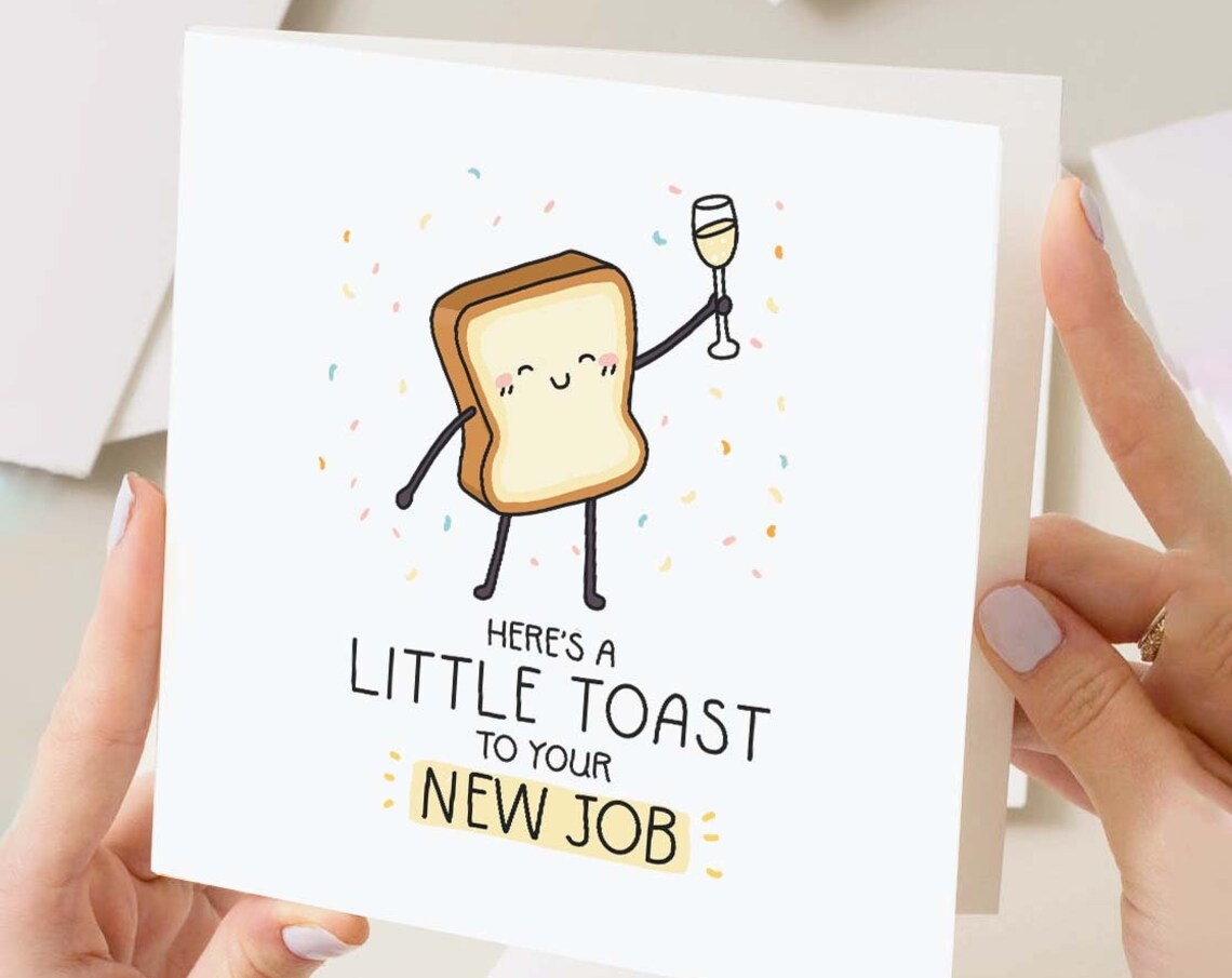 Heres A Little Toast To Your New Job Funny Congratulations Card Gift