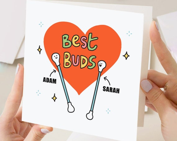 Custom Best Bud Birthday Card Cute Birthday Card For Bestie Best Friend Novelty Personalised Card Customised Friendship Card Funnt Card