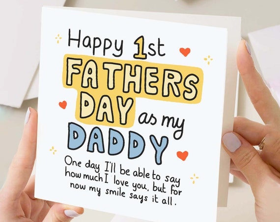 Cute 1st Fathers Day As My Daddy Card First Fathers Day 2024 Card 2024 Baby First Fathers Day Card First Fathers Day Gift Doodle Card