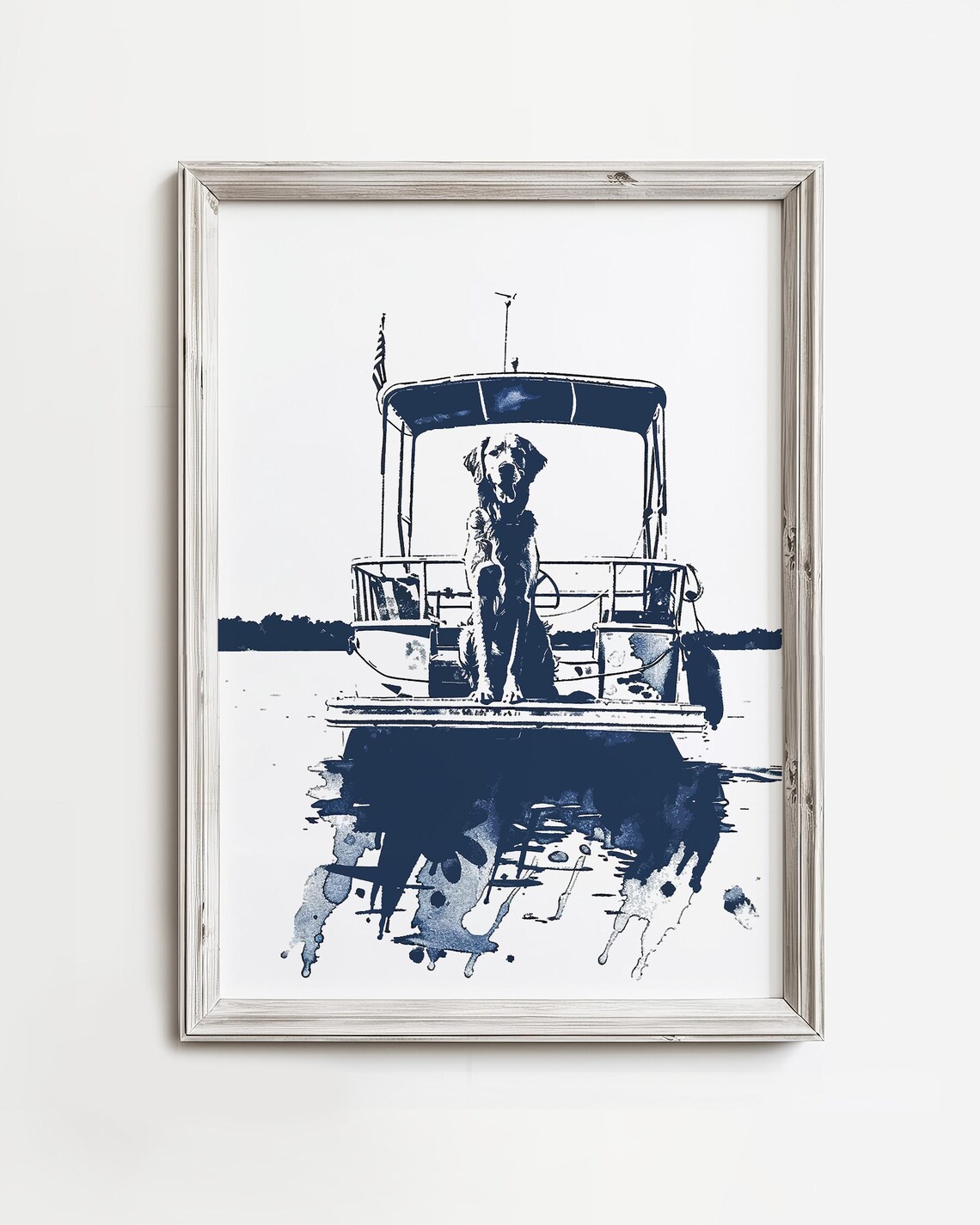 Pontoon Boat Dog, Lake Dogs Summer Art Print
