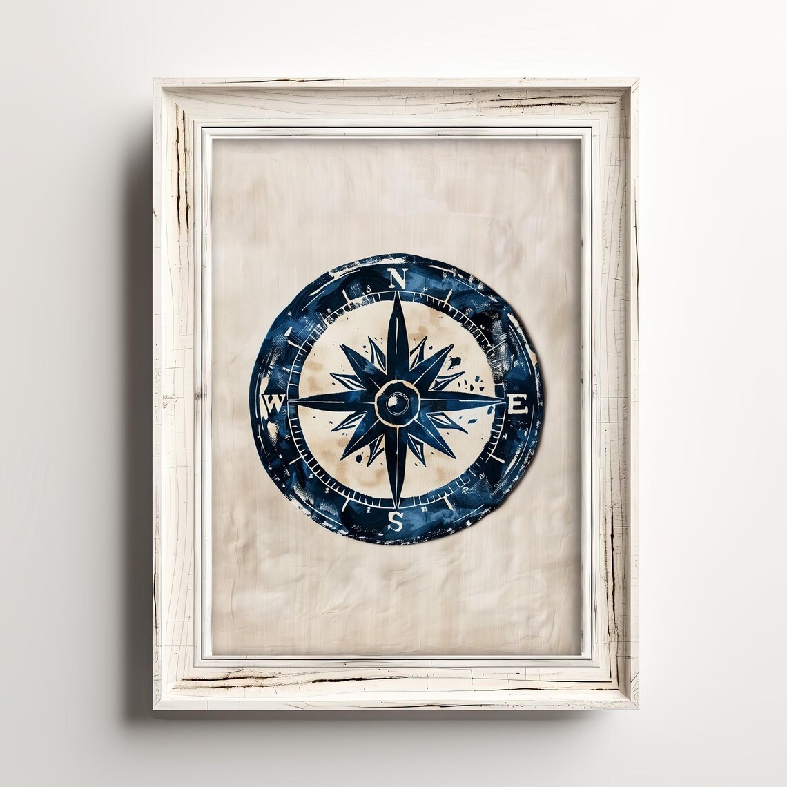 Rustic Compass Vintage Coastal Travel Poster