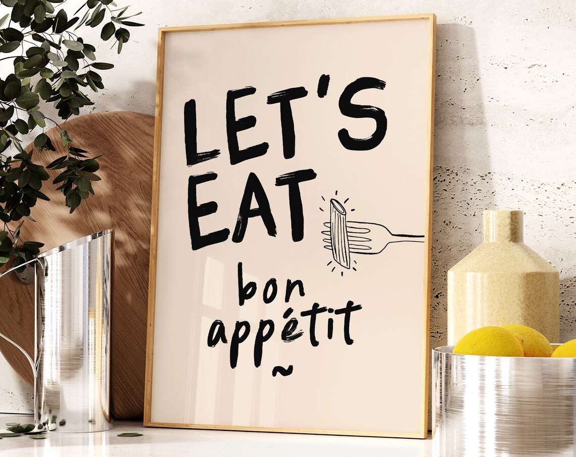 Bon Appetit Print, Modern Kitchen Wall Art
