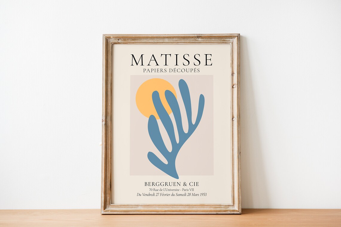Matisse Papiers Decoupes Blue Coral Yellow Sun Abstract Exhibition Poster