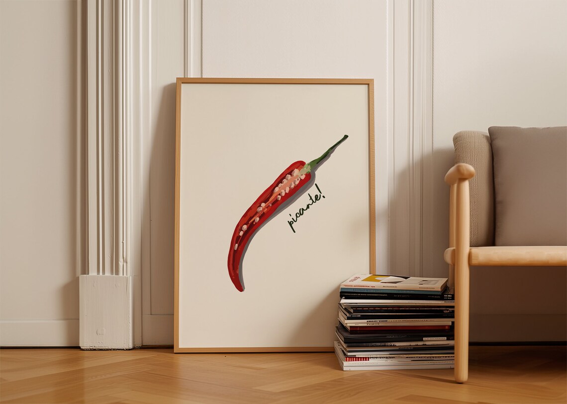 Chilli Pepper Retro Minimalist Kitchen Art Print - Image 5