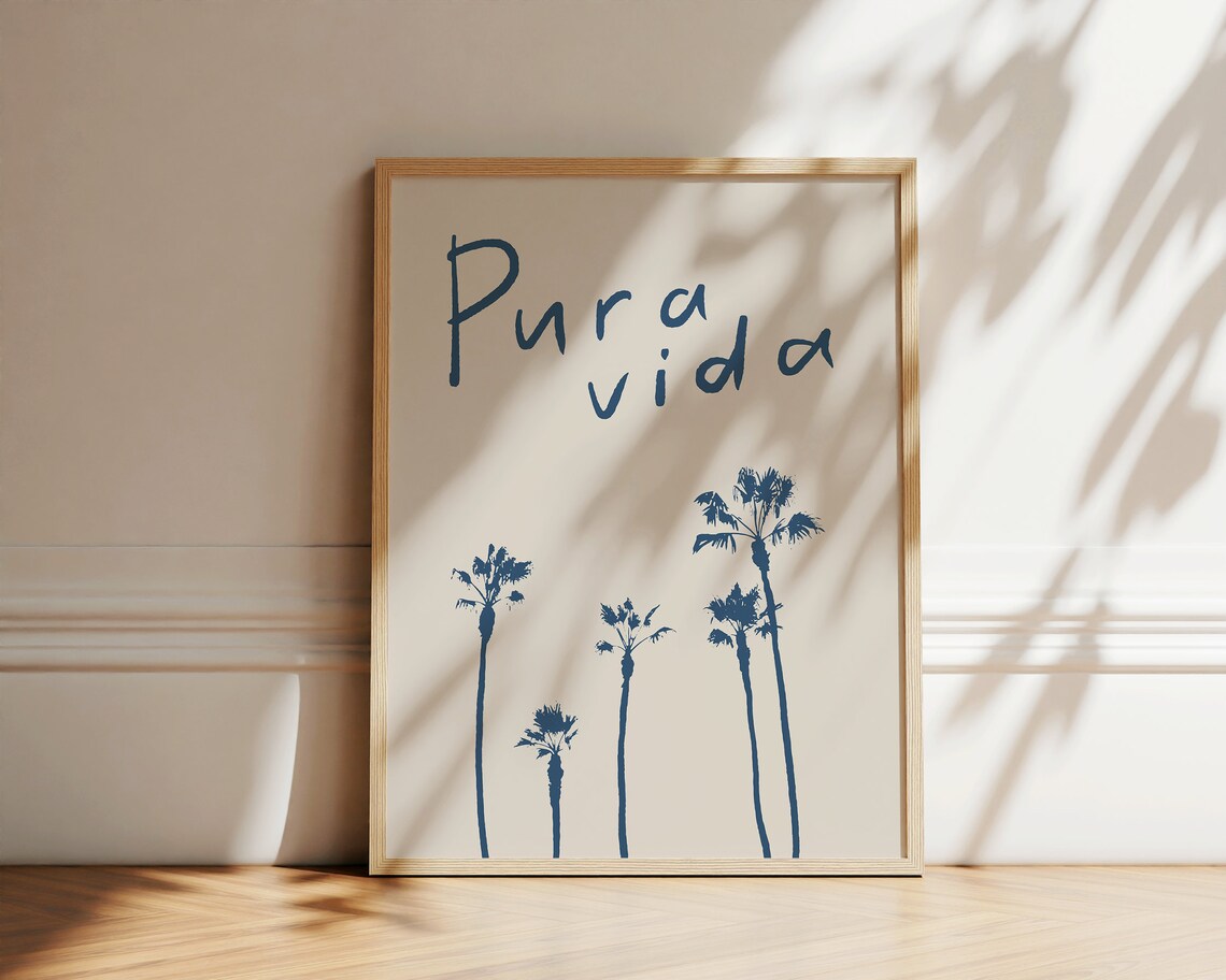 Pura Vida Beach Travel Poster, Modern Coastal Decor