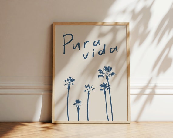 Pura Vida Beach Travel Poster, Modern Coastal Decor