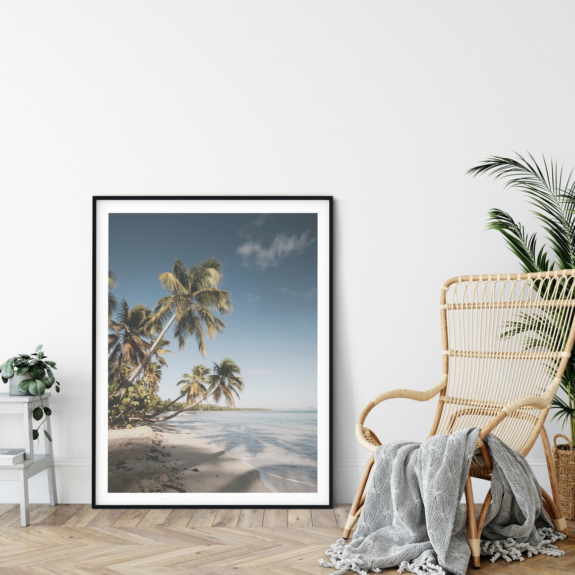 Tropical Beach Palm Trees Calm Ocean Coastal Photography Wall Poster - Image 3