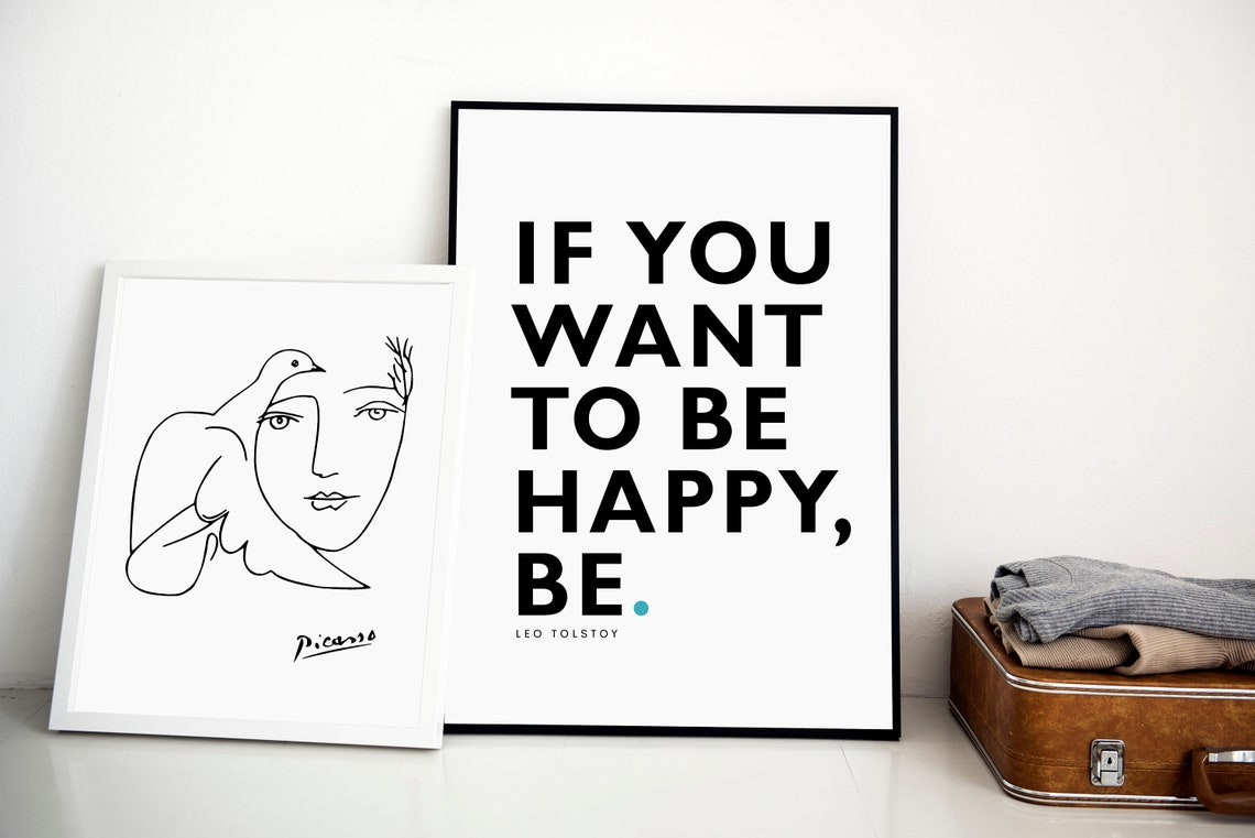 If You Want To Be Happy Be Leo Tolstoy Wood Frame Wall Quote Poster - Image 2