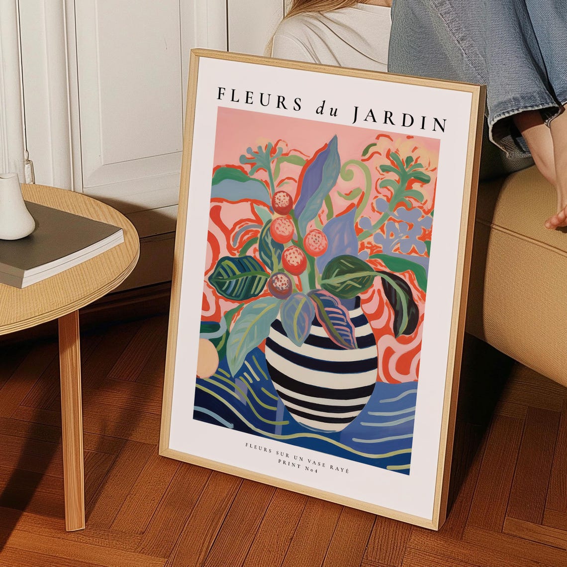 Fleurs Du Jardin Colorful Floral Bouquet Striped Vase Art Poster - Image 3