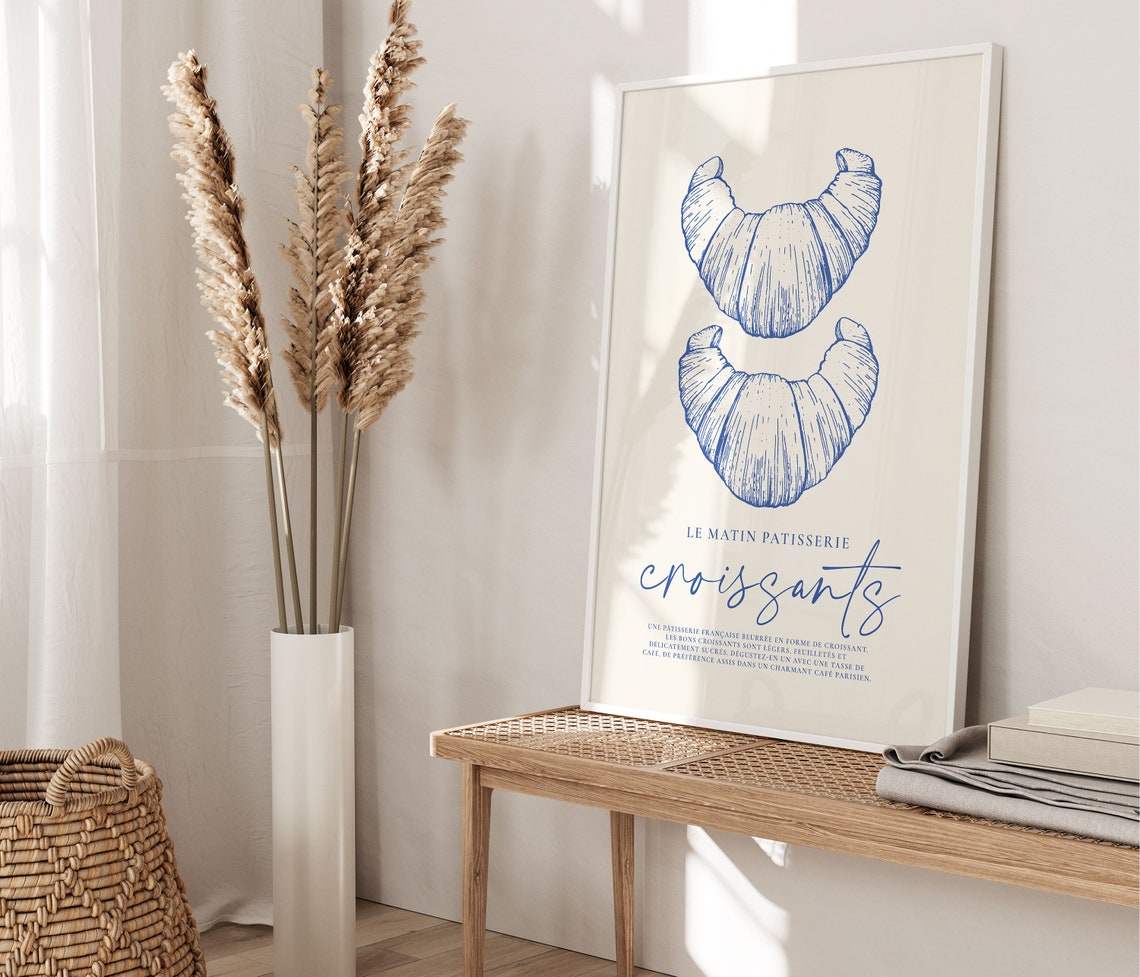 Croissants French Patisserie Blue Kitchen Wall Art Retro Print Poster - Image 2