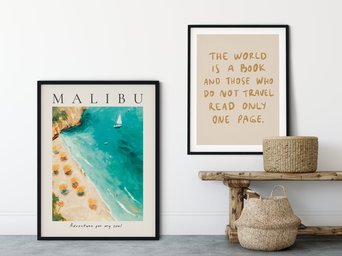 The World Is A Book Travel Quote Print Wanderlust Typographic Wall Decor - Image 2
