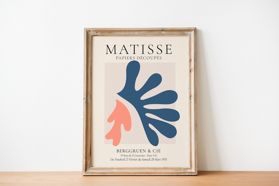 Henri Matisse Papiers Decoupes Navy Coral Exhibition Art Print Paris 1953