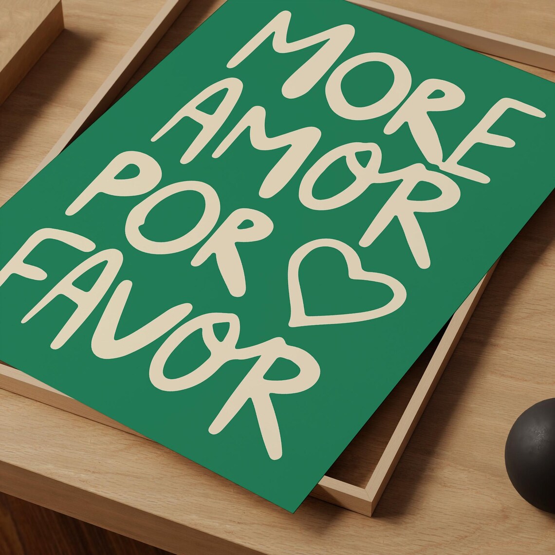 More Amor Por Favor Green Love Quote Retro Heart Wall Art Print - Image 4