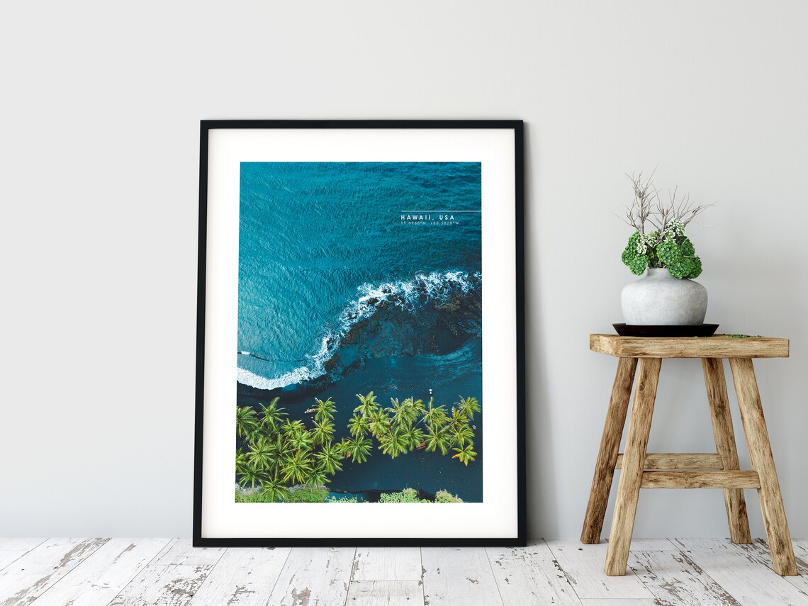 Hawaii Coordinates Travel Poster, Beach Wall Art - Image 4