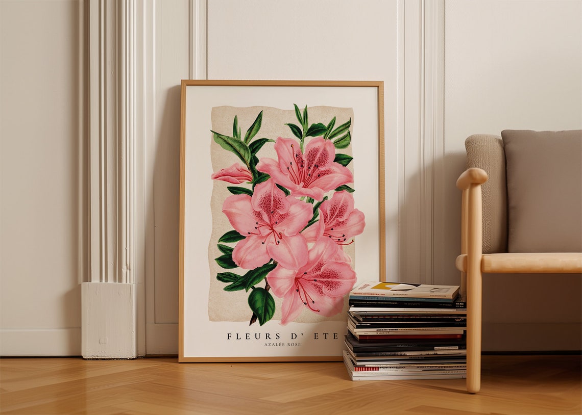 Flower Market Print Azalea Floral Print Flower Market Poster March Fleurs Floral Art Preppy Trendy Flower Poster Framed Pink Flowers - Image 3