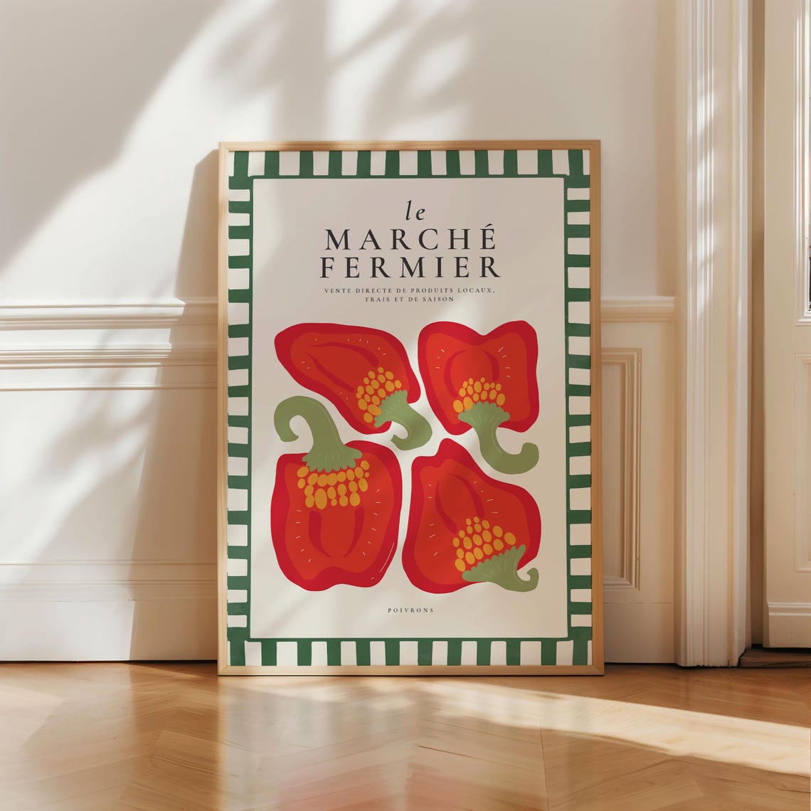Le Marché Fermier Red Peppers French Market Kitchen Retro Poster