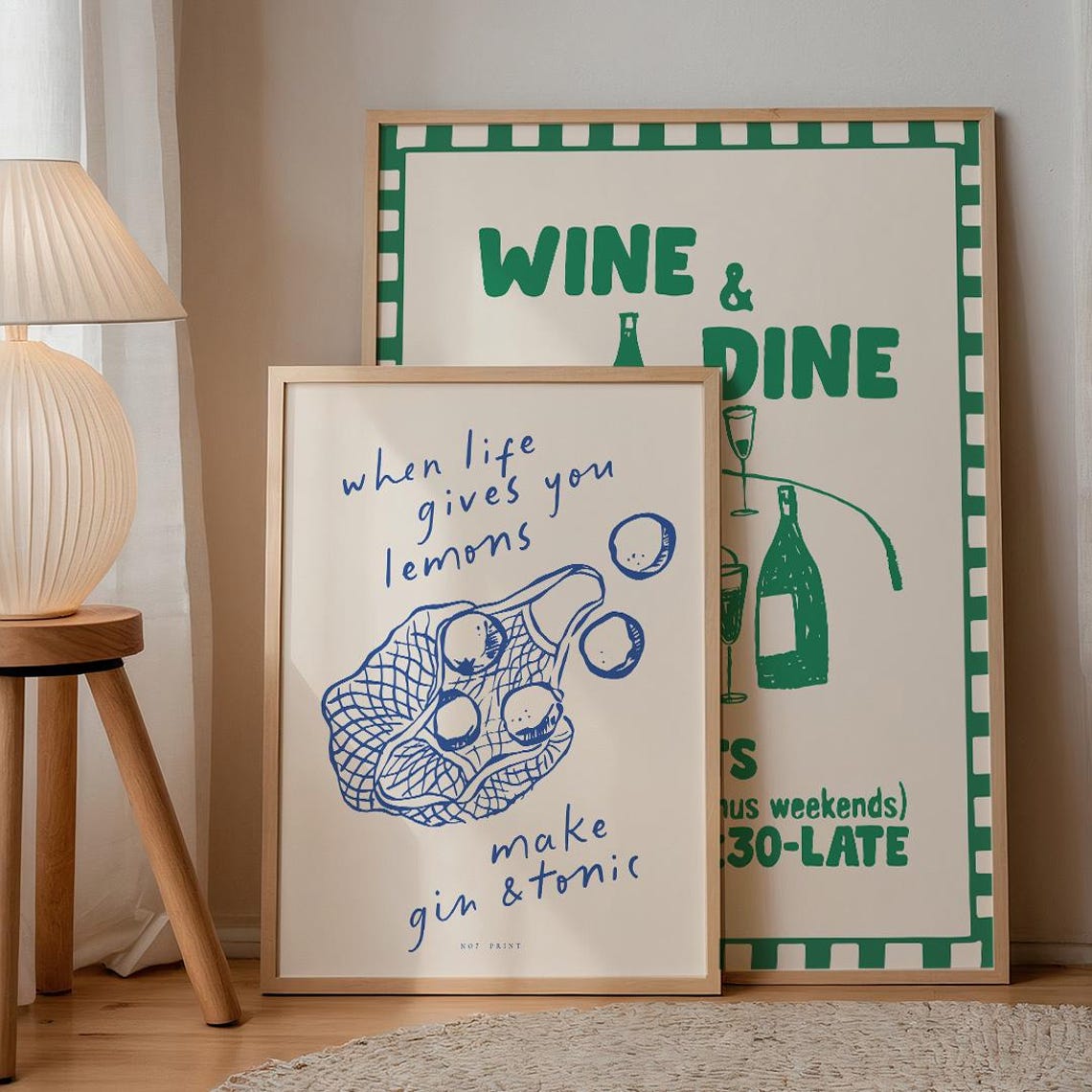 Wine and Dine Weeknights Retro Green Kitchen Bar Wall Art Poster Print - Image 3